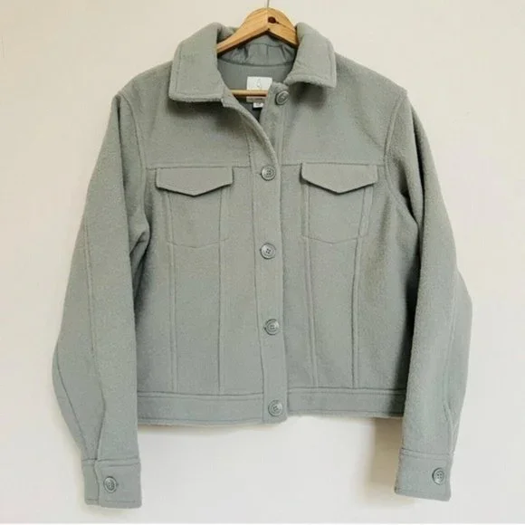 NEW Anthro JOIE Sz L flannel green jacket shacket shirt - Picture 2 of 6